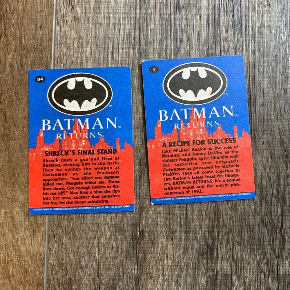 Vintage 1992 Topps Batman Returns Trading Cards Lot of 4 Catwoman Shreck